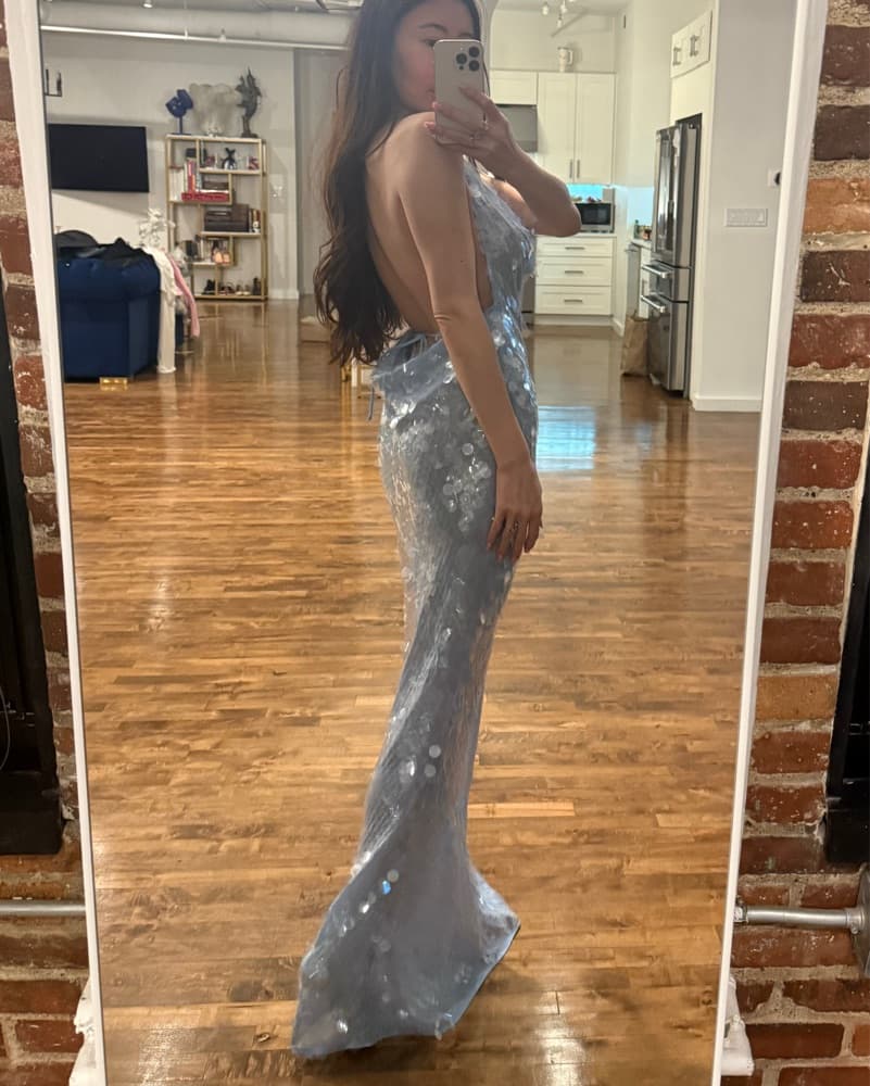 Rat & Boa Anais Sky Blue Sequin Gown XS/S - Image 4