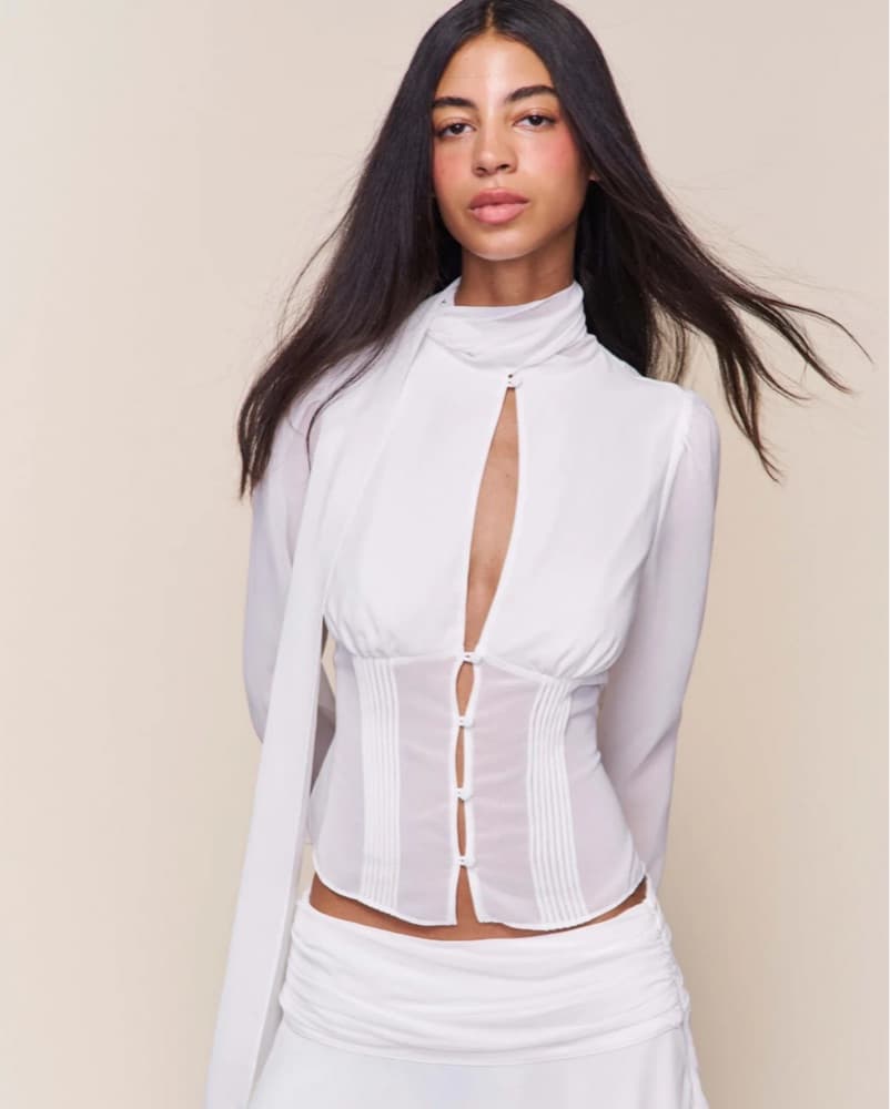 Sleek White Cut-Out Top - Image 1