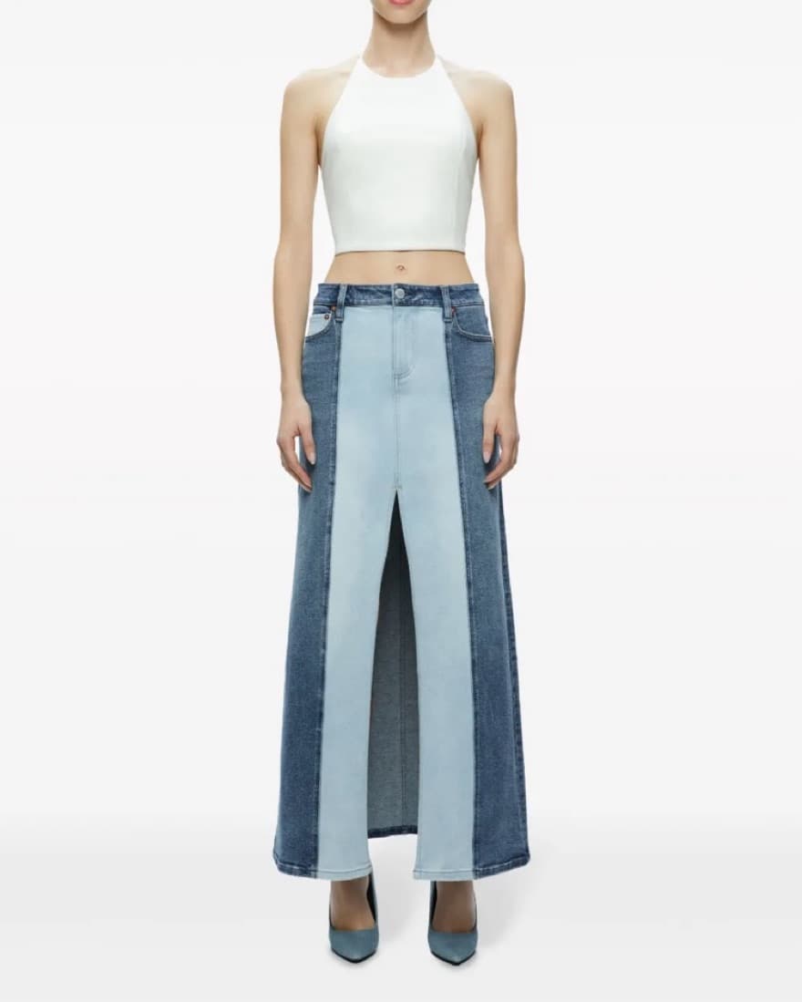 Alice + Olivia Two Tone Denim Maxi Skirt - Image 2