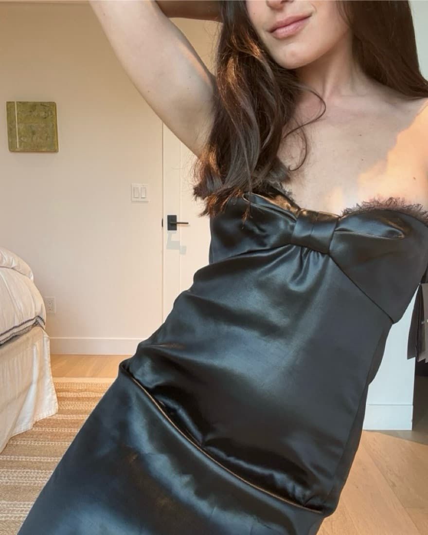 YSL Black Midi Dress With Bow - Image 1