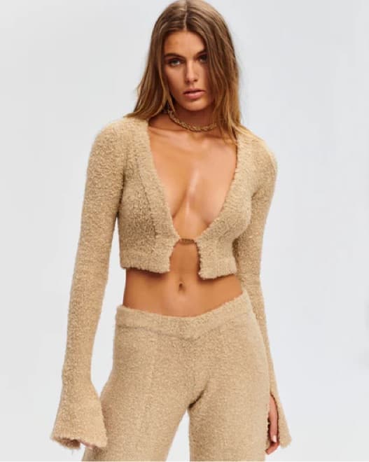 SEROYA Bora Boucle Cardigan in beige - Image 1