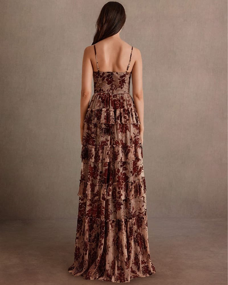 CAMMY BURNT ORANGE RUFFLE MAXI DRESS - Image 3
