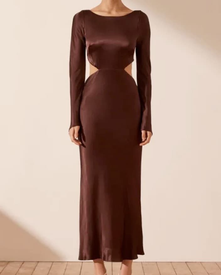 Long Sleeve Open Back Midi Dress - Image 1