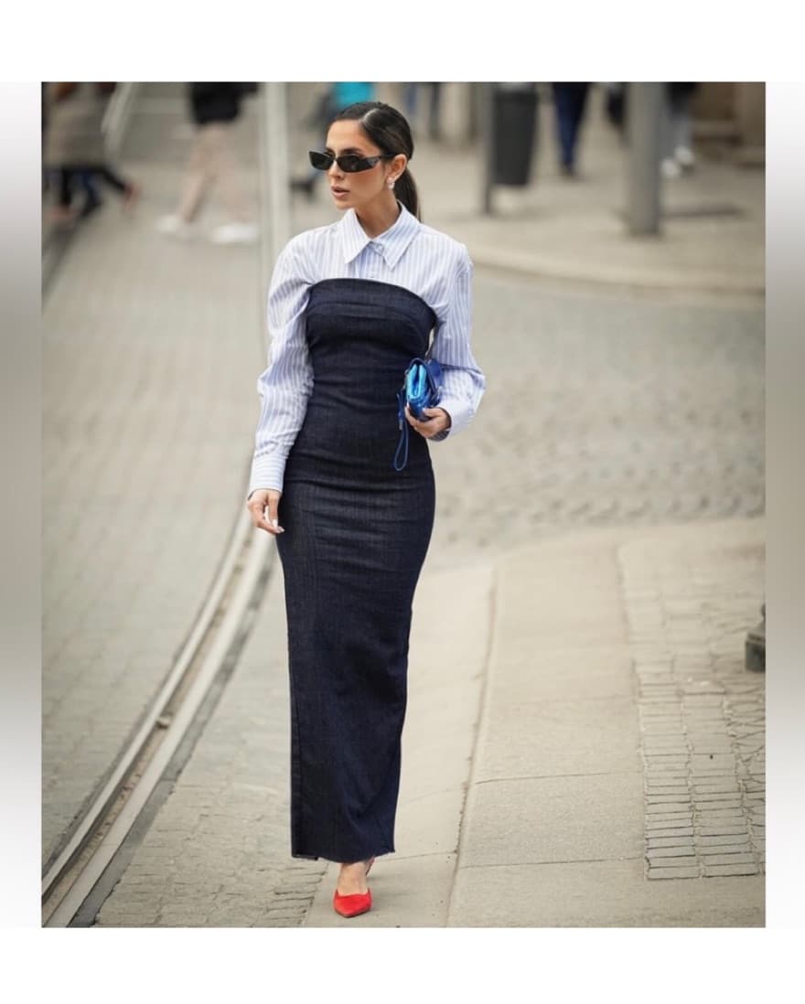 Strapless Denim Dress - Image 2