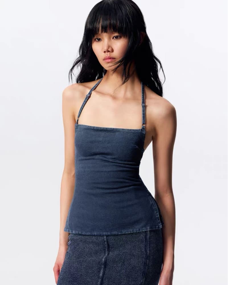 Denim Tank with Strappy Back - Image 1