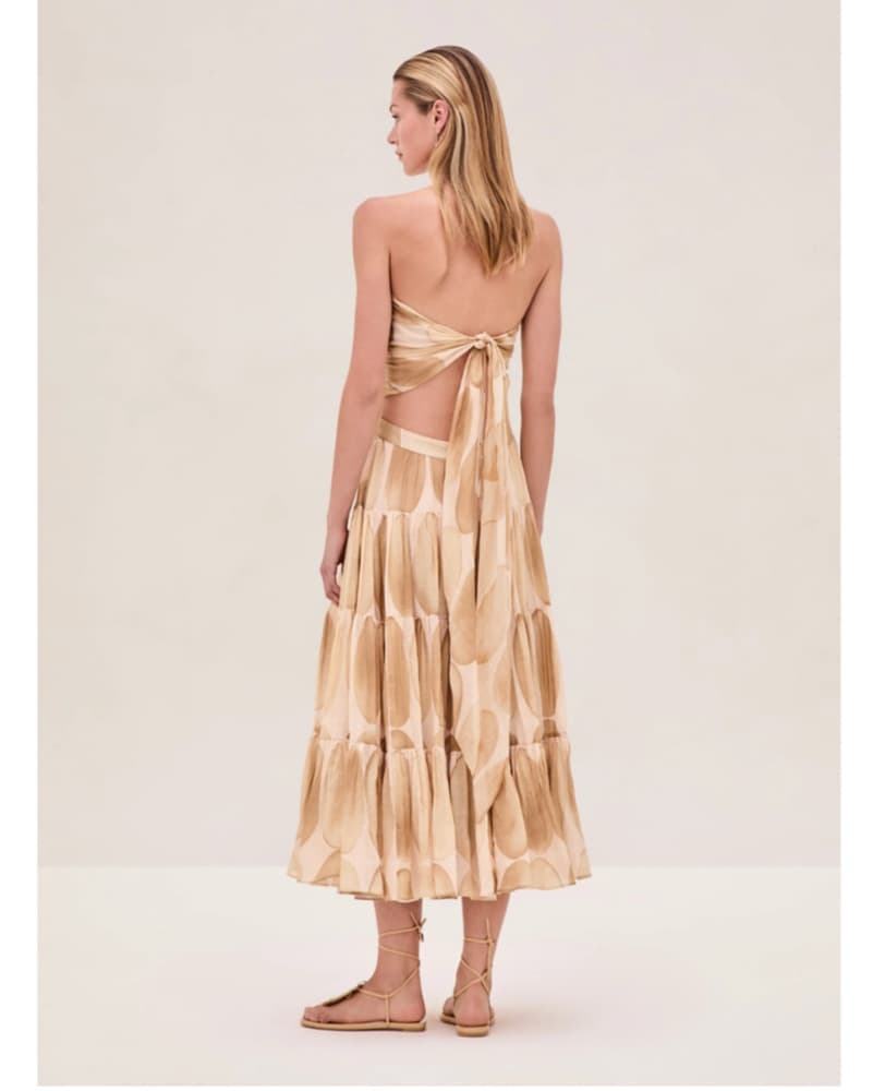 Alexis Tiered Dress in Soft Beige Tones - Image 6