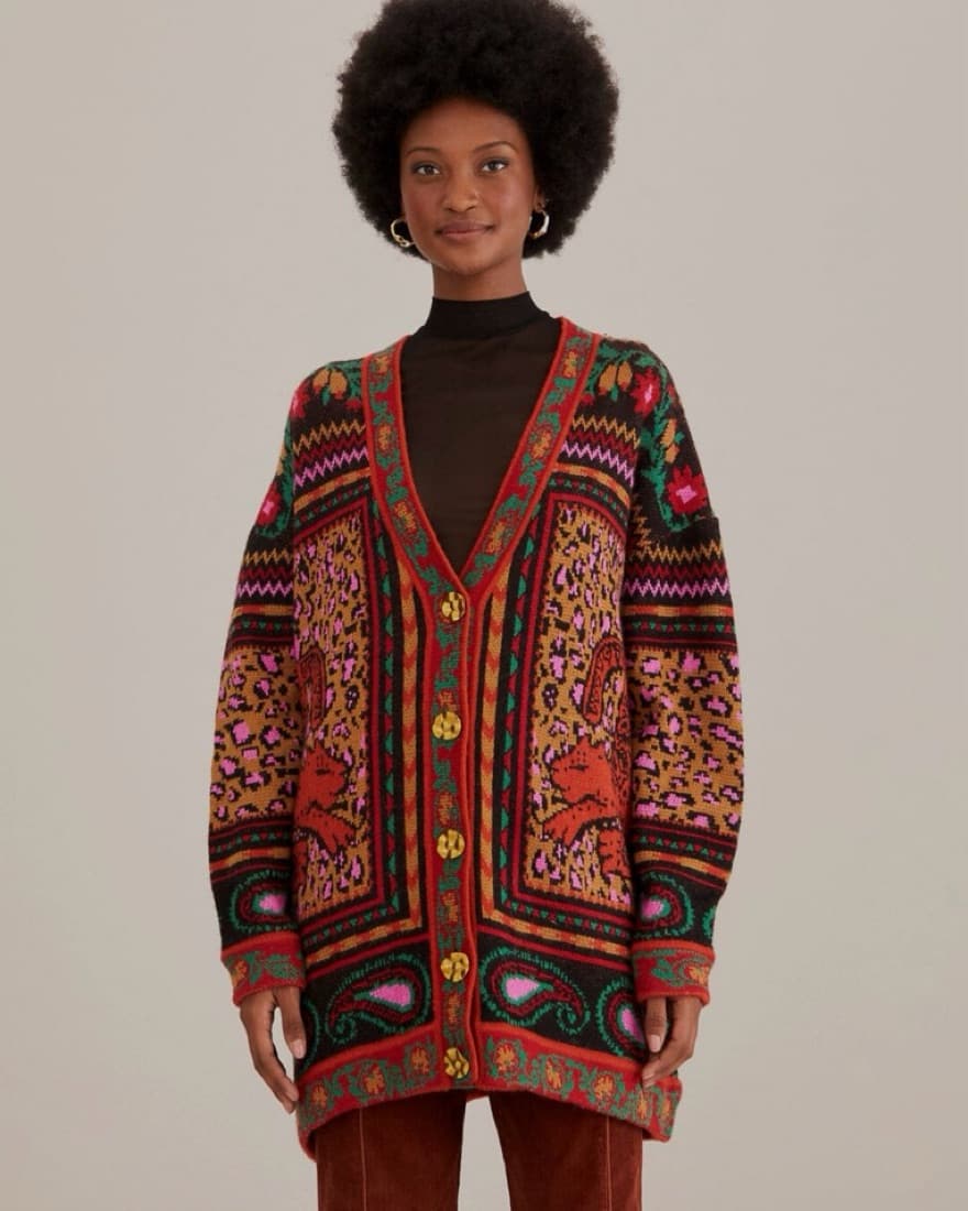 Farm Rio Mixed Tapestry Patterned Cardi - Image 1