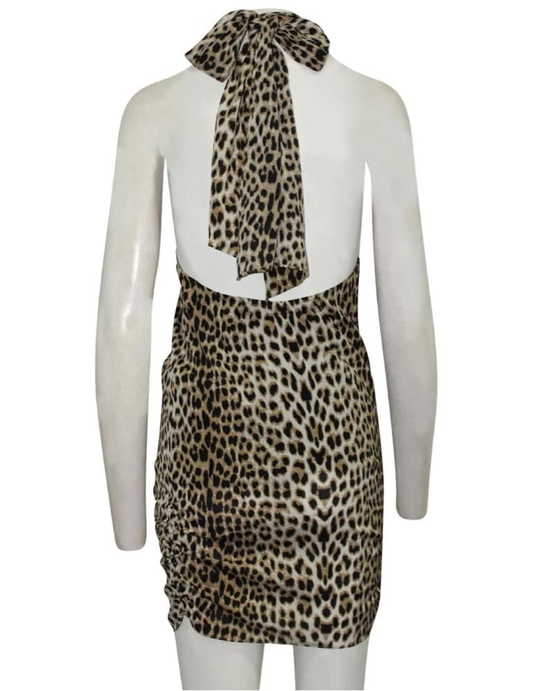 Alice & Olivia Leopard Halter Mini Dress - Image 2