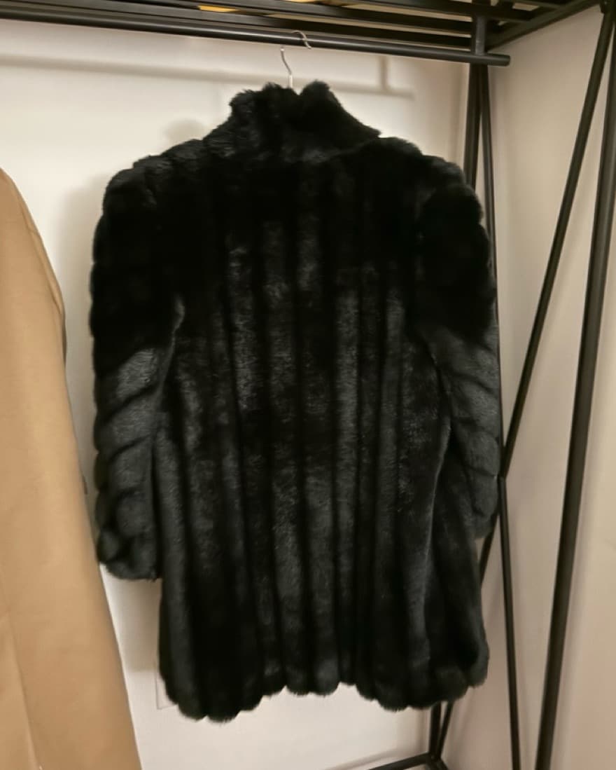 Luxurious Black Faux Fur Coat - Image 2