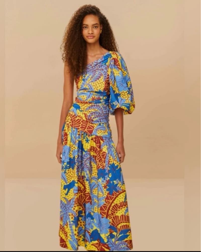 Farm Rio Floral One-Shoulder Maxi Dress - Image 5