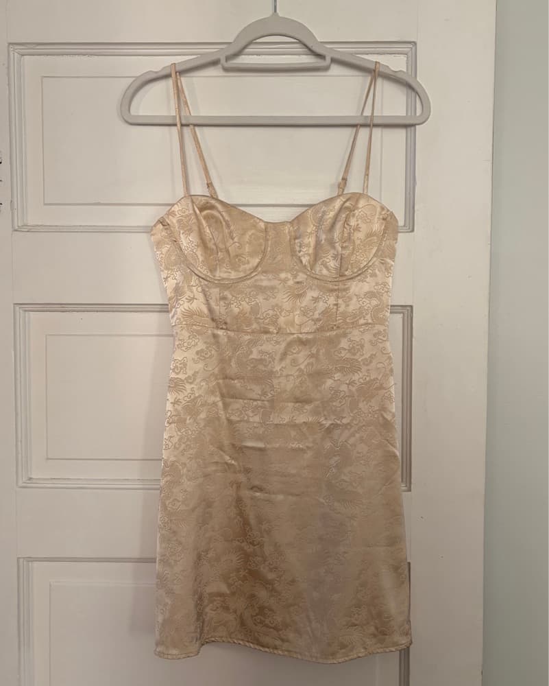 Elegant Gold Metallic Floral Dress - Image 1