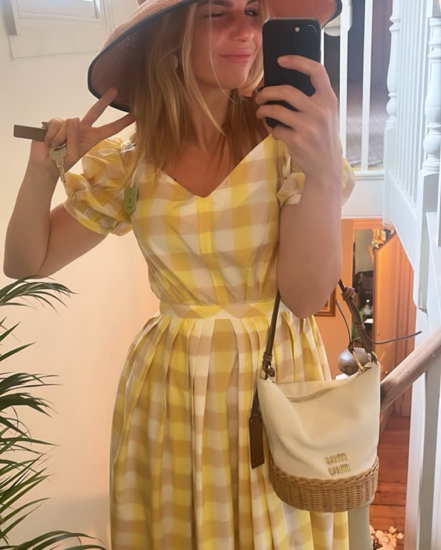 Thierry colson Gingham Yellow Dress - Image 3