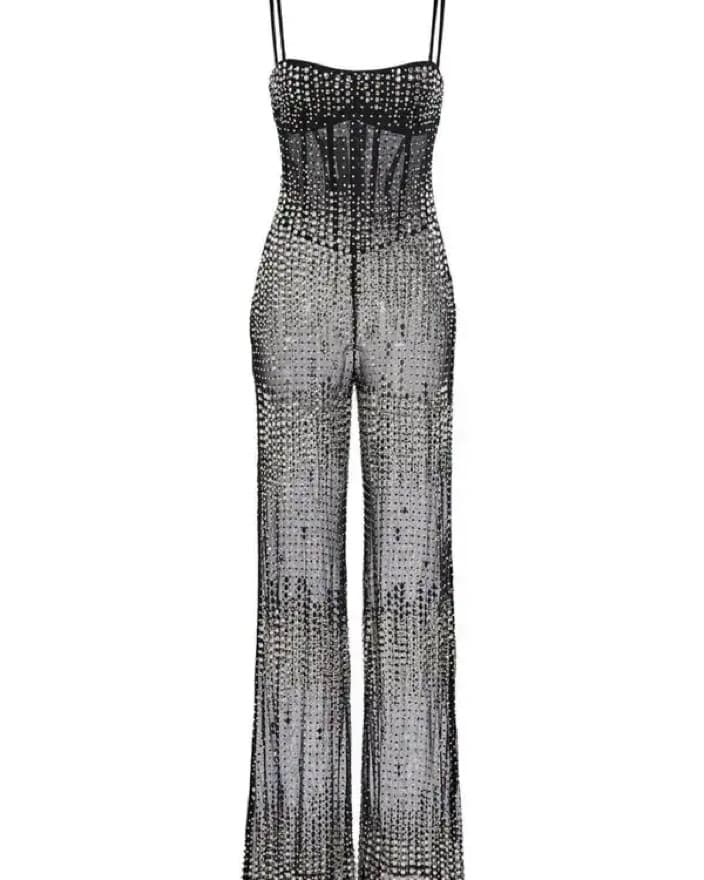 Retrofete Sheer Black Crystal Jumpsuit 0 - Image 2