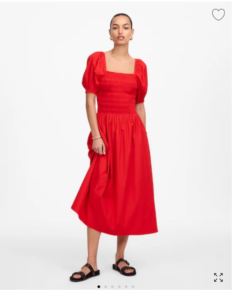 Red Puff Sleeve midi dress - Image 1