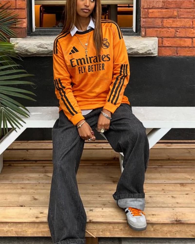 Orange Real Madrid Away Soccer Jersey - Image 1
