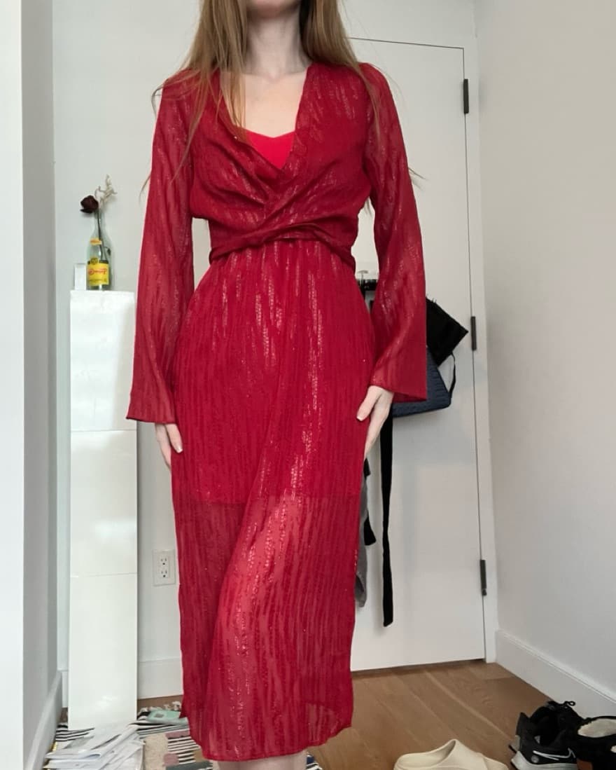 Red Double Layer Dress - Armani Exchange - Image 1