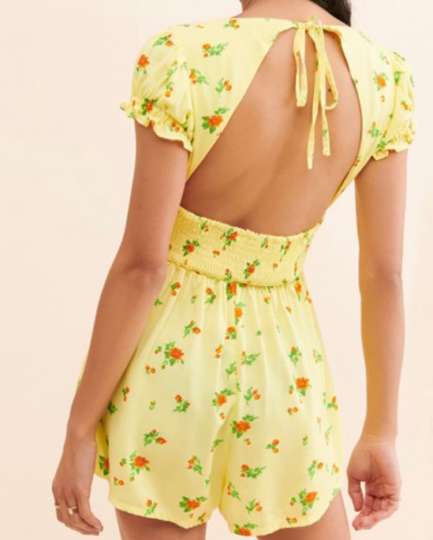 UO Laney Floral Smocked Romper  - Image 3