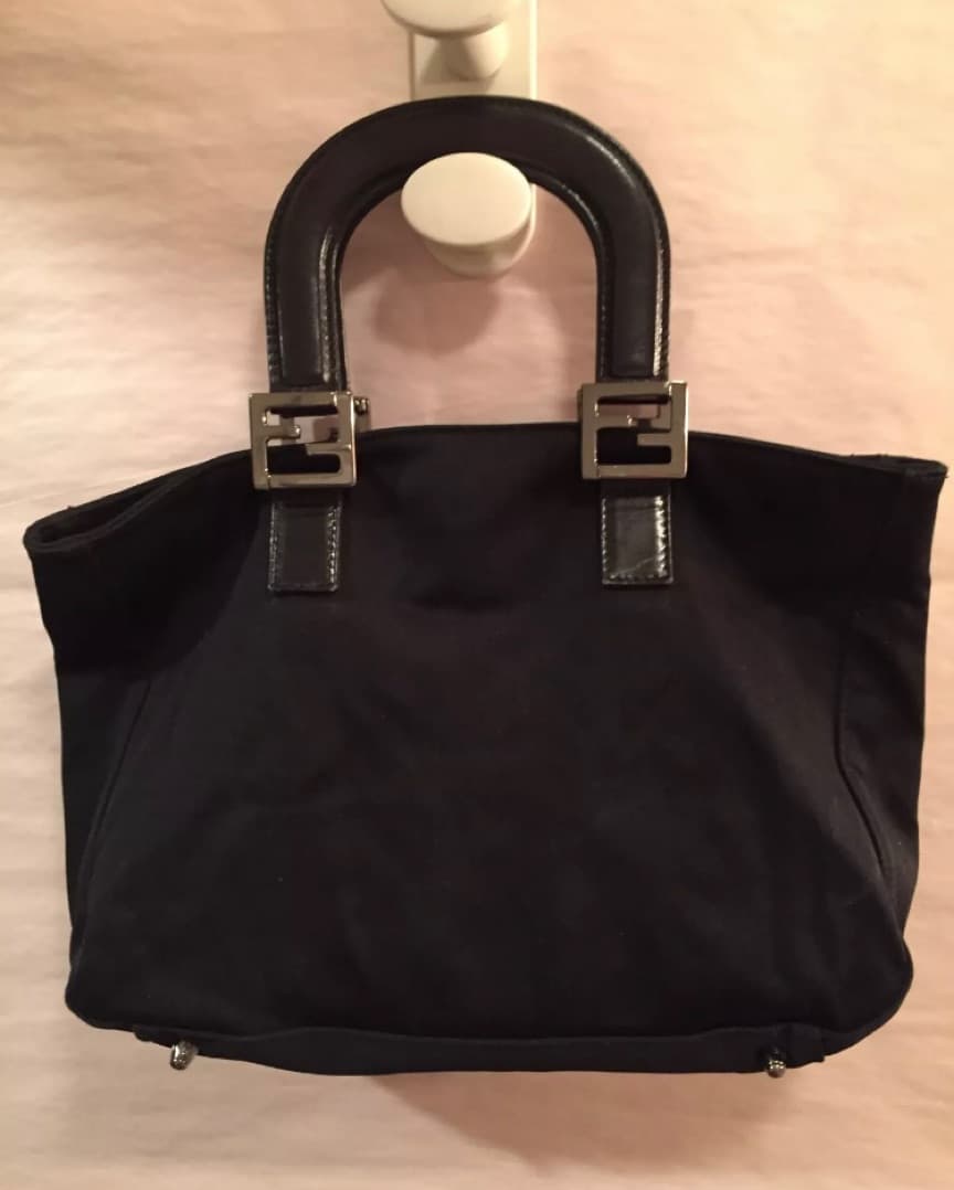 FENDI black cloth top handle tote - Image 6