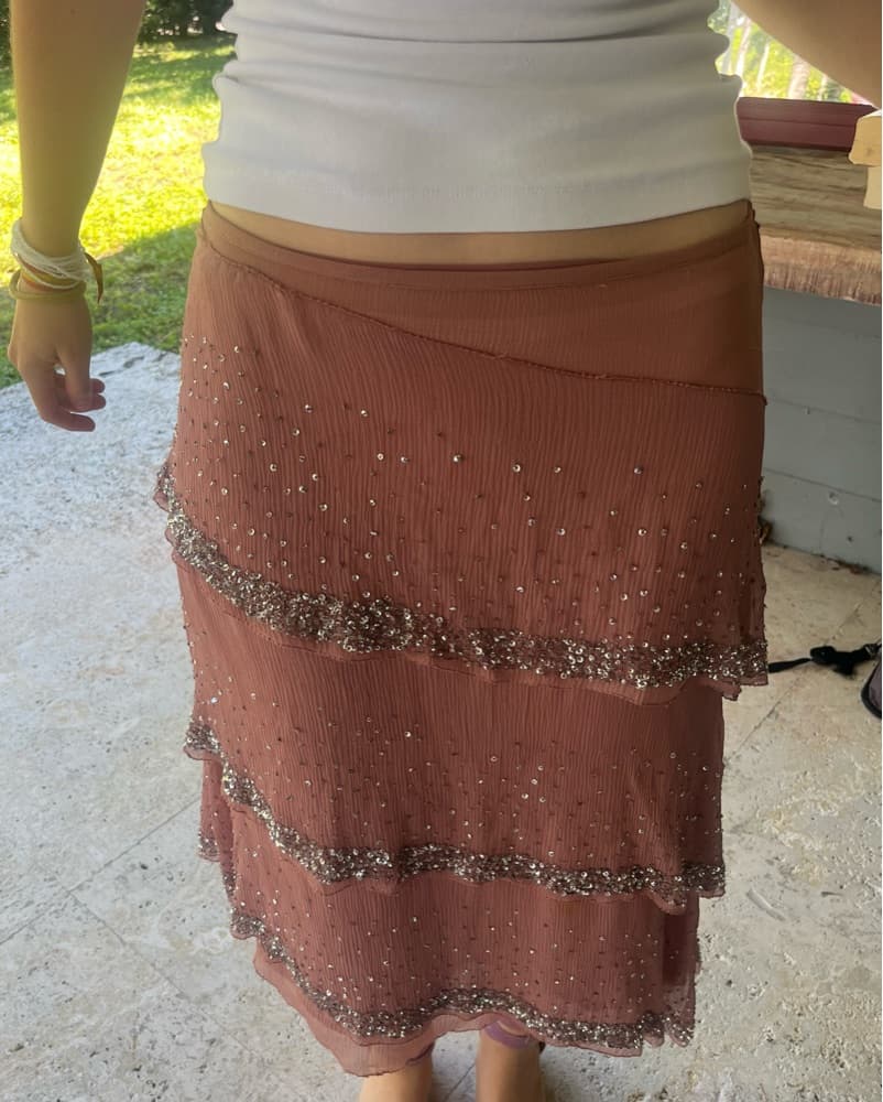 Massimo Dutti Pinkish Midi Skirt Sparkle - Image 1