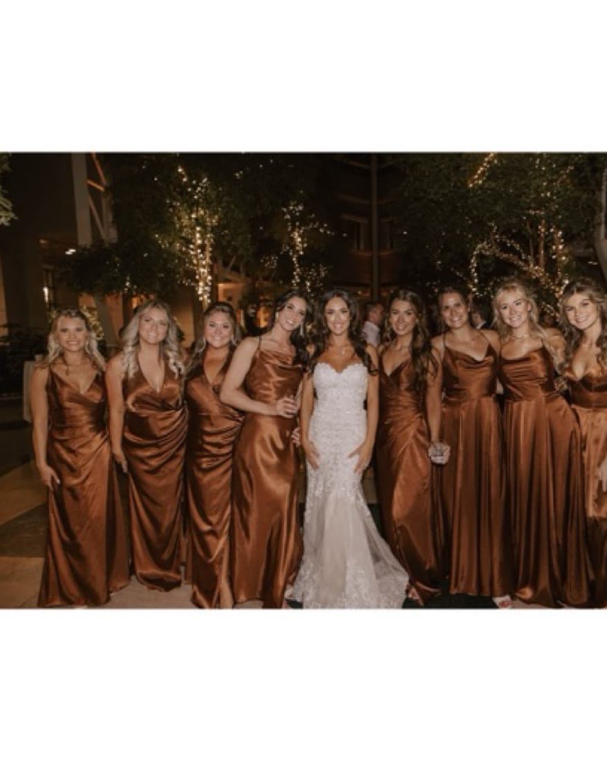 charmeuse draped strappy bridesmaid dres - Image 2