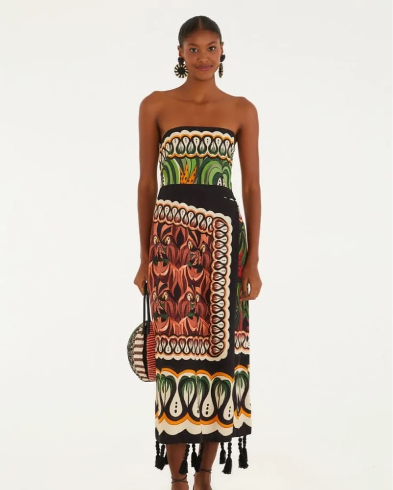 Farm Rio Tropical Print Strapless Dress - Image 4
