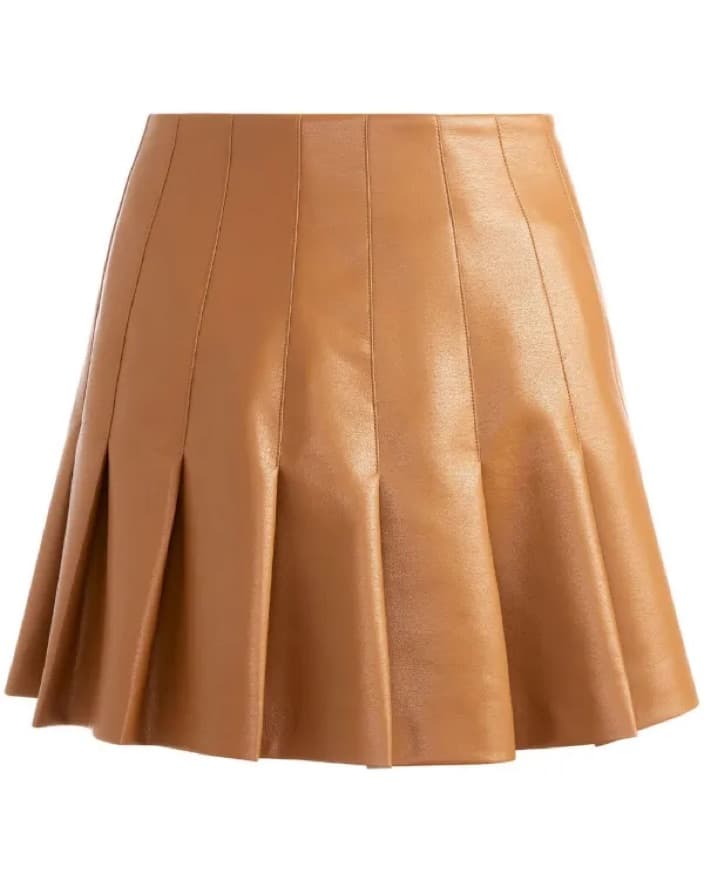 Alice & Olivia Pleated Leather Skirt - Image 2