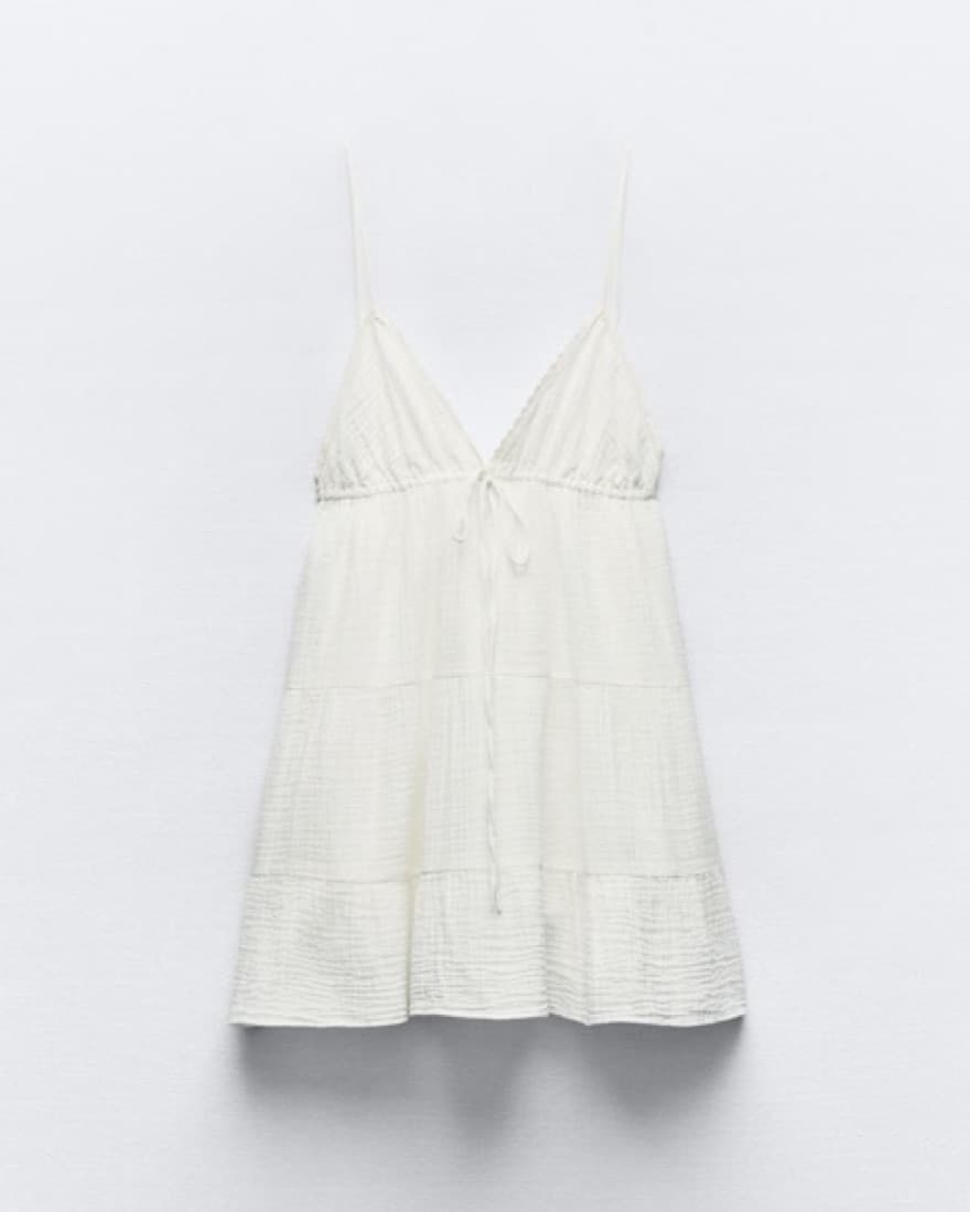 Zara White Cotton Dress - Image 2