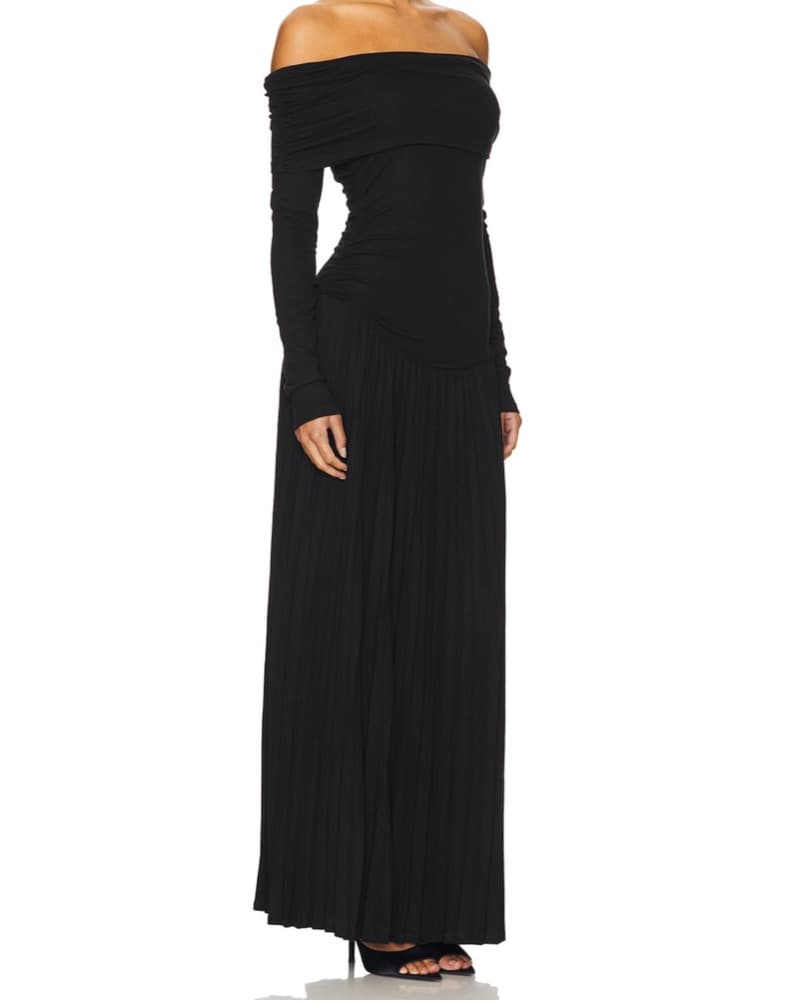  Black Off-Shoulder Maxi Dress - - Image 2