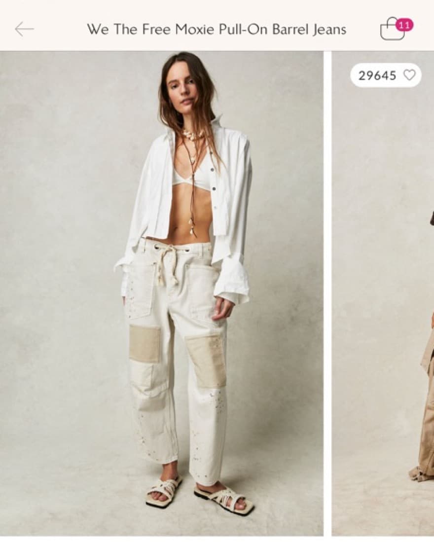 Free People Barrel Jean White/Cream - Image 2