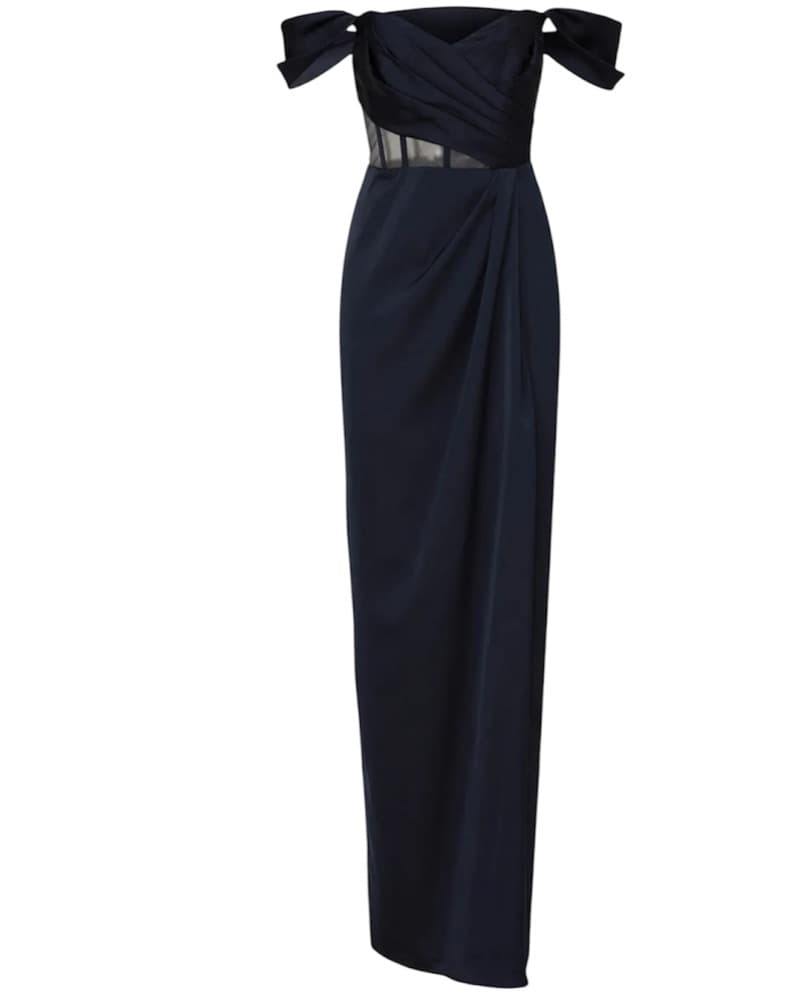 Marchesa Notte Navy Formal Corset Dress - Image 1
