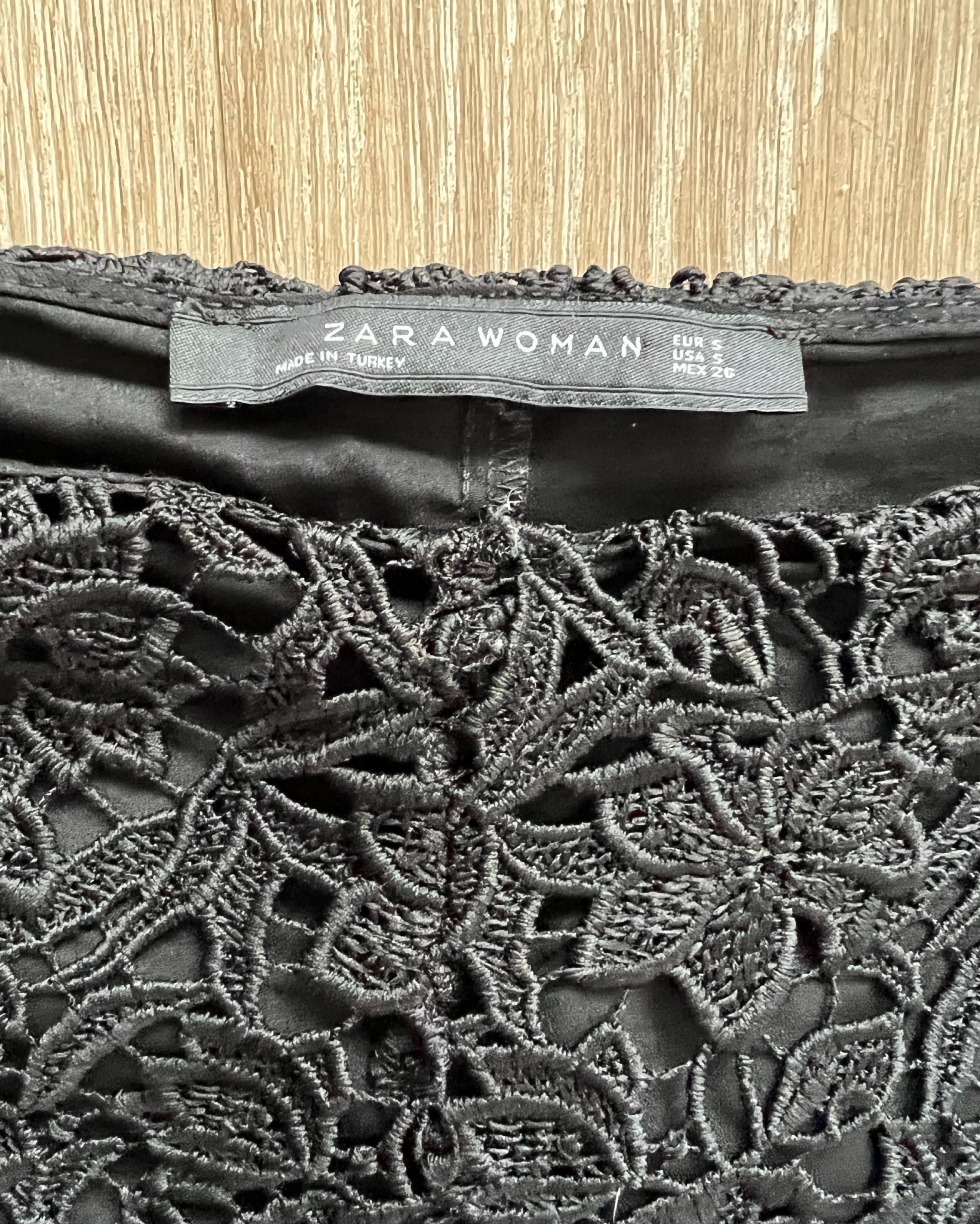 Zara Black Floral Lace Midi Long  Skirt - Image 4