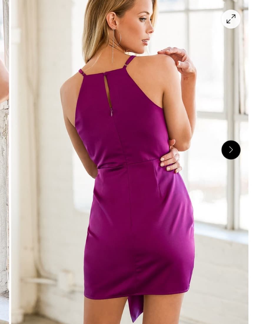 Purple Satin Asymmetric Mini dress - Image 3