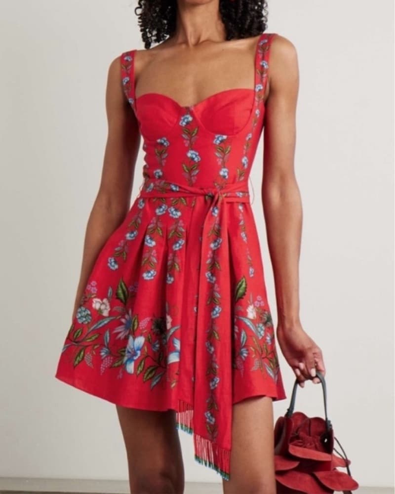 Farm Rio Red Floral Dress - Image 1