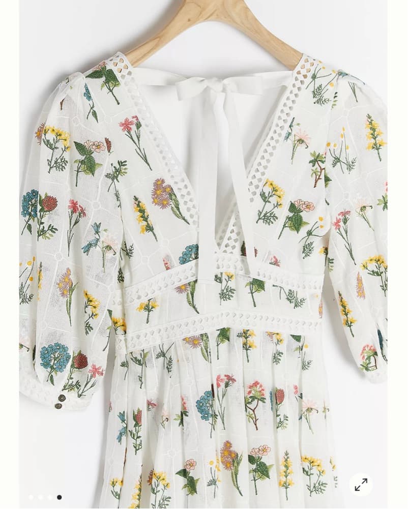 Floral Embroidered Dress Anthropologie  - Image 3