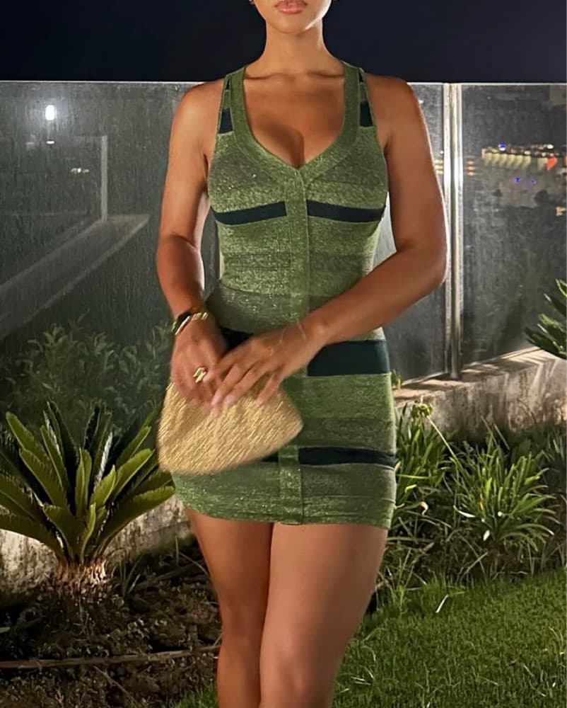 Green Sparkly Bandage Dress - Image 1
