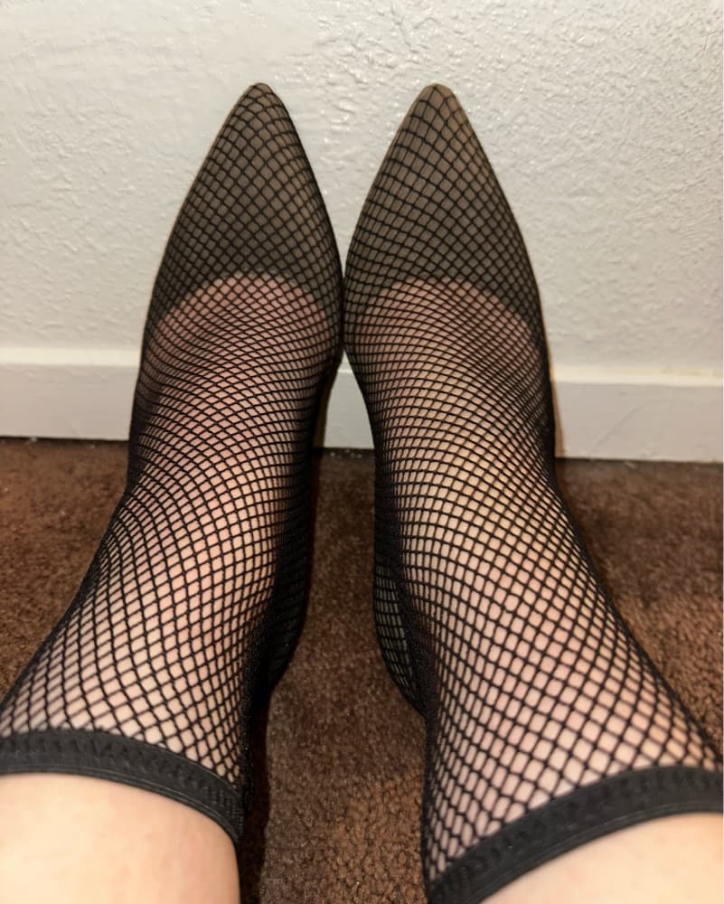 Pointed Stilettos With Mesh Detail - Image 2