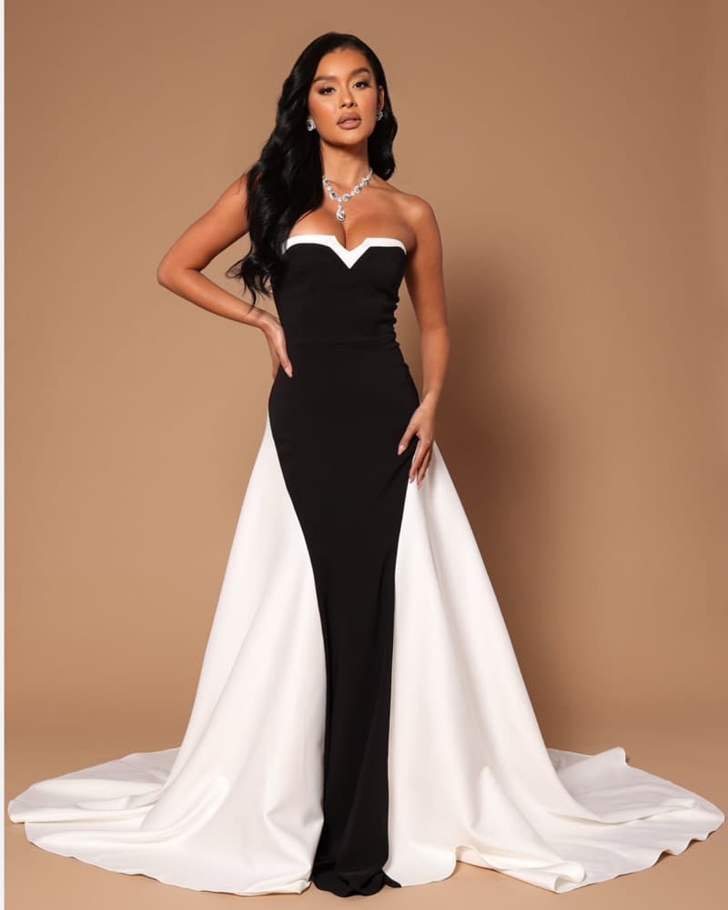 Stunning Black and White Gown - Image 5
