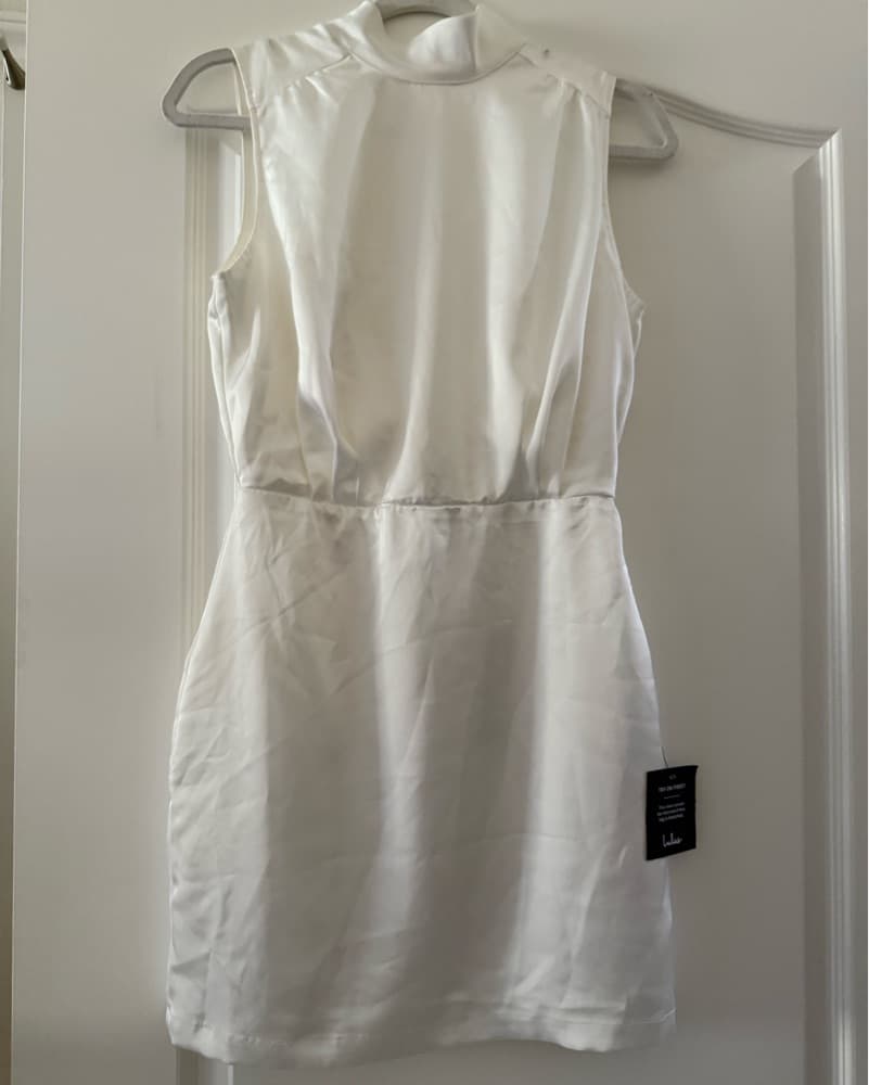 Lulus White Satin Mini Dress - Image 3