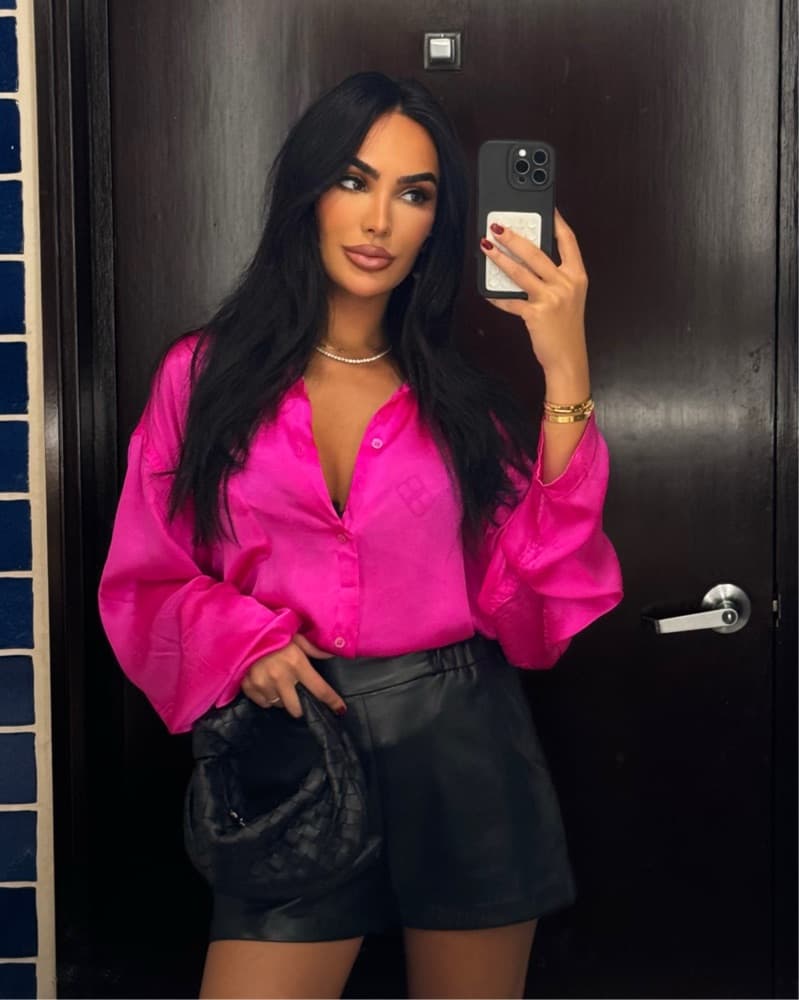 Vibrant Fuchsia Blouse with Voluminous Sleeves - Image 1