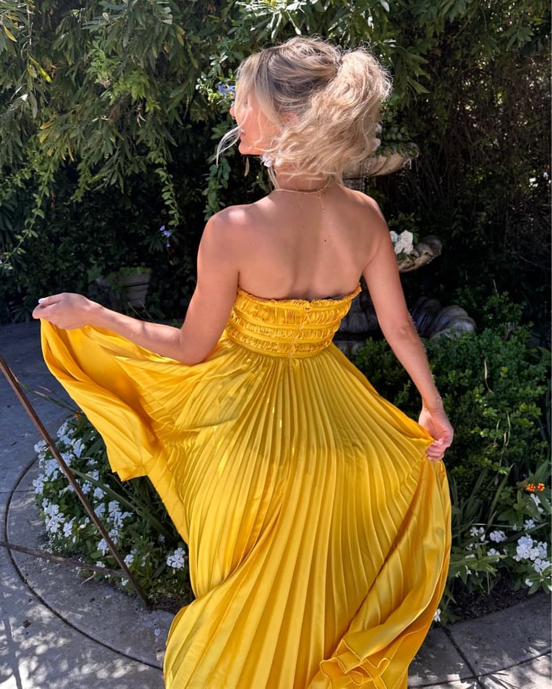 Hutch Pleated Maxi Dress In Yellow - Image 2