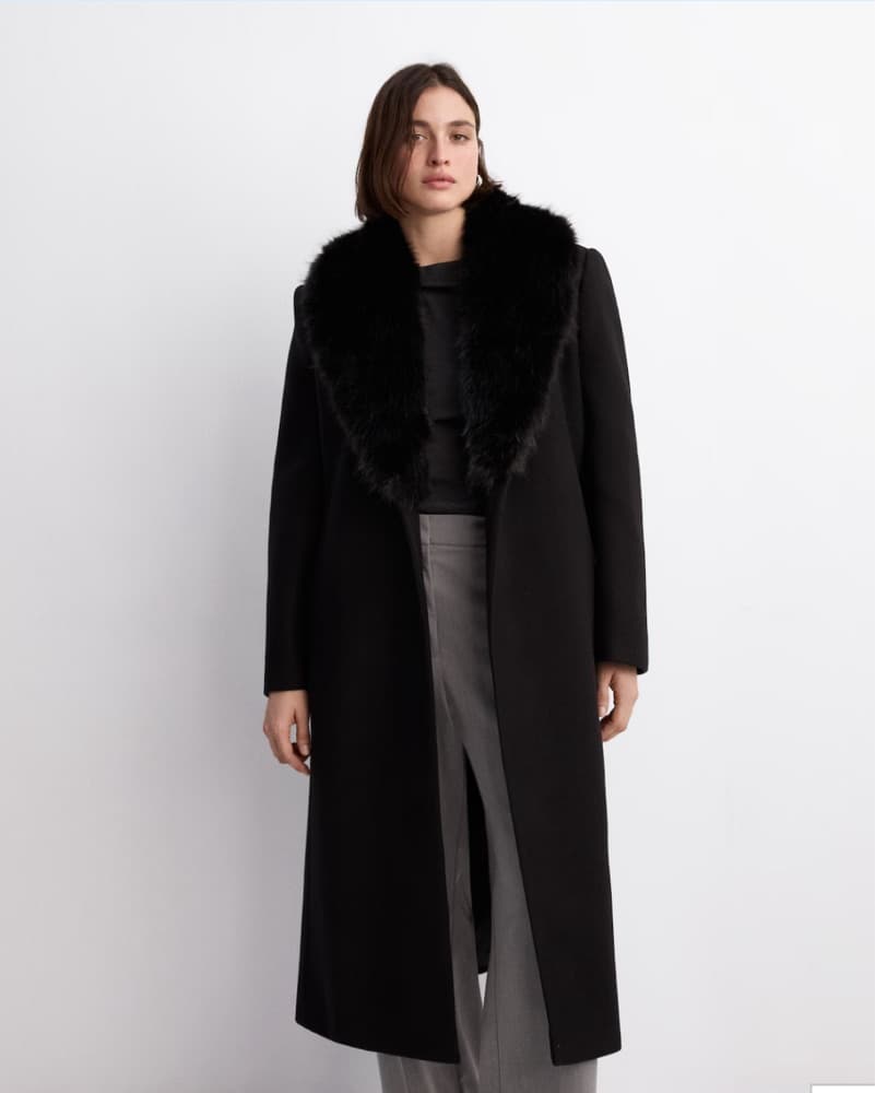Luxurious Black Faux Fur Coat - Image 2