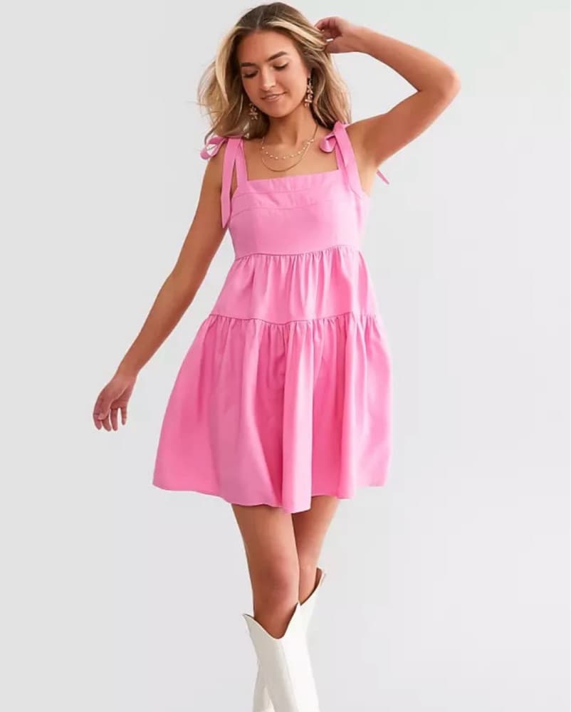 Pink Tiered Mini Dress - Image 2