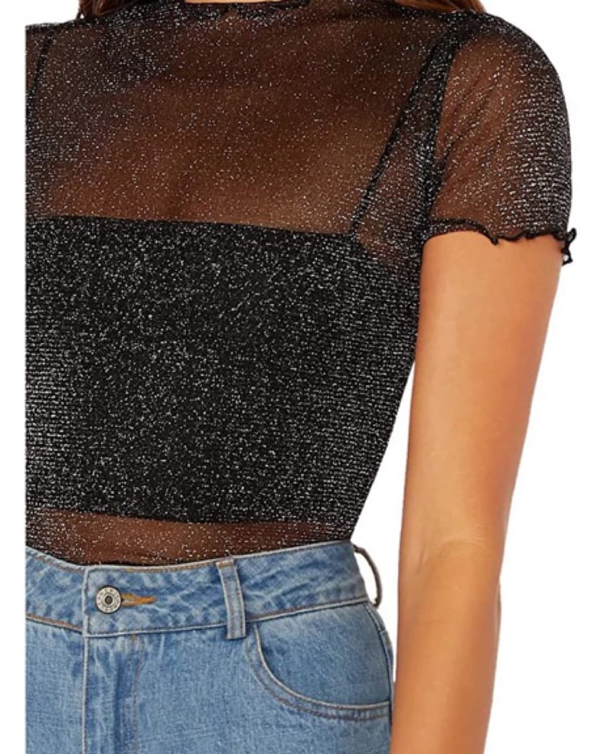  Shein Sheer Mesh Glitter Top - Image 5