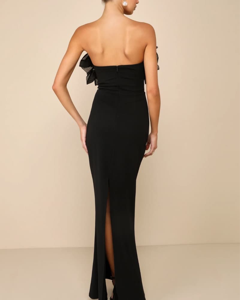 Lulus Ruffled Black Off-Shoulder Gown - Image 4
