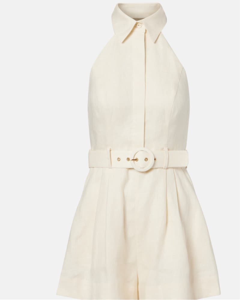 Zimmermann Halterneck Linen Romper - Image 3