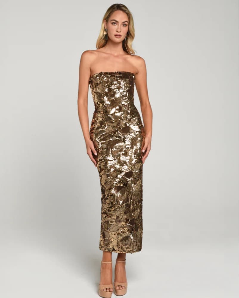 HELSI GOLD SEQUIN GOWN - Image 1