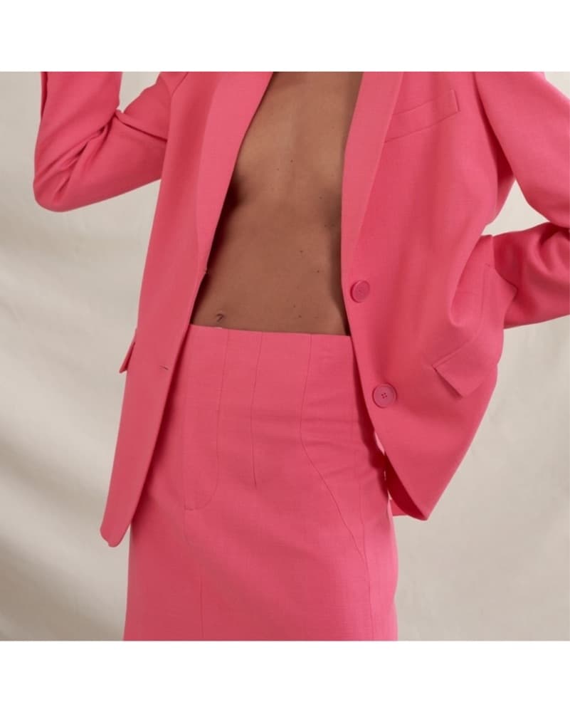 Zara Linen Blazer & Skirt in Hot Pink - Image 2