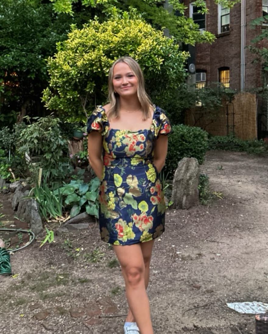 Lulus Navy Blue Floral Puff Sleeve Dress - Image 2