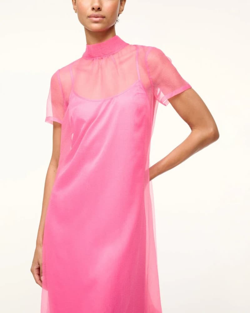 Staud Sheer Pink Gown w/ Bow Accent - Image 3