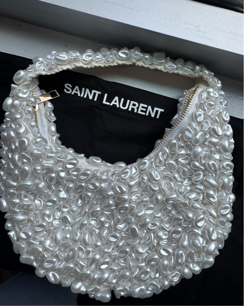Exquisite Pearl Encrusted Saint Laurent Hobo Bag - Image 3